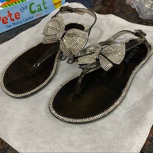 Miss Lola Jelly Bow Rhinestone Sandals size 6